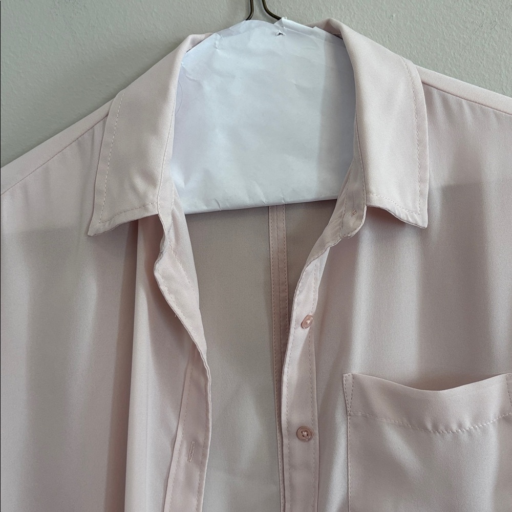 Frenchi Blush Pink Sheer Blouse - Picture 3 of 7